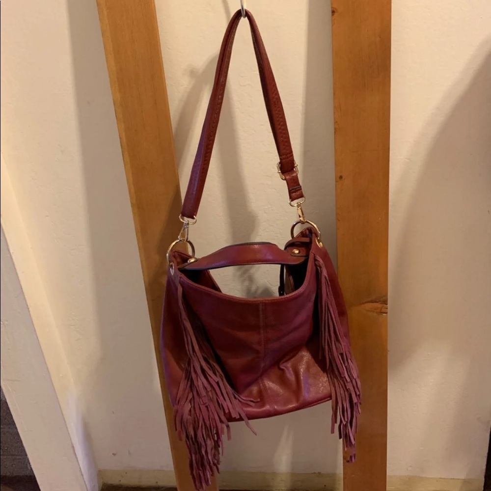Maroon burgundy wine color large purse